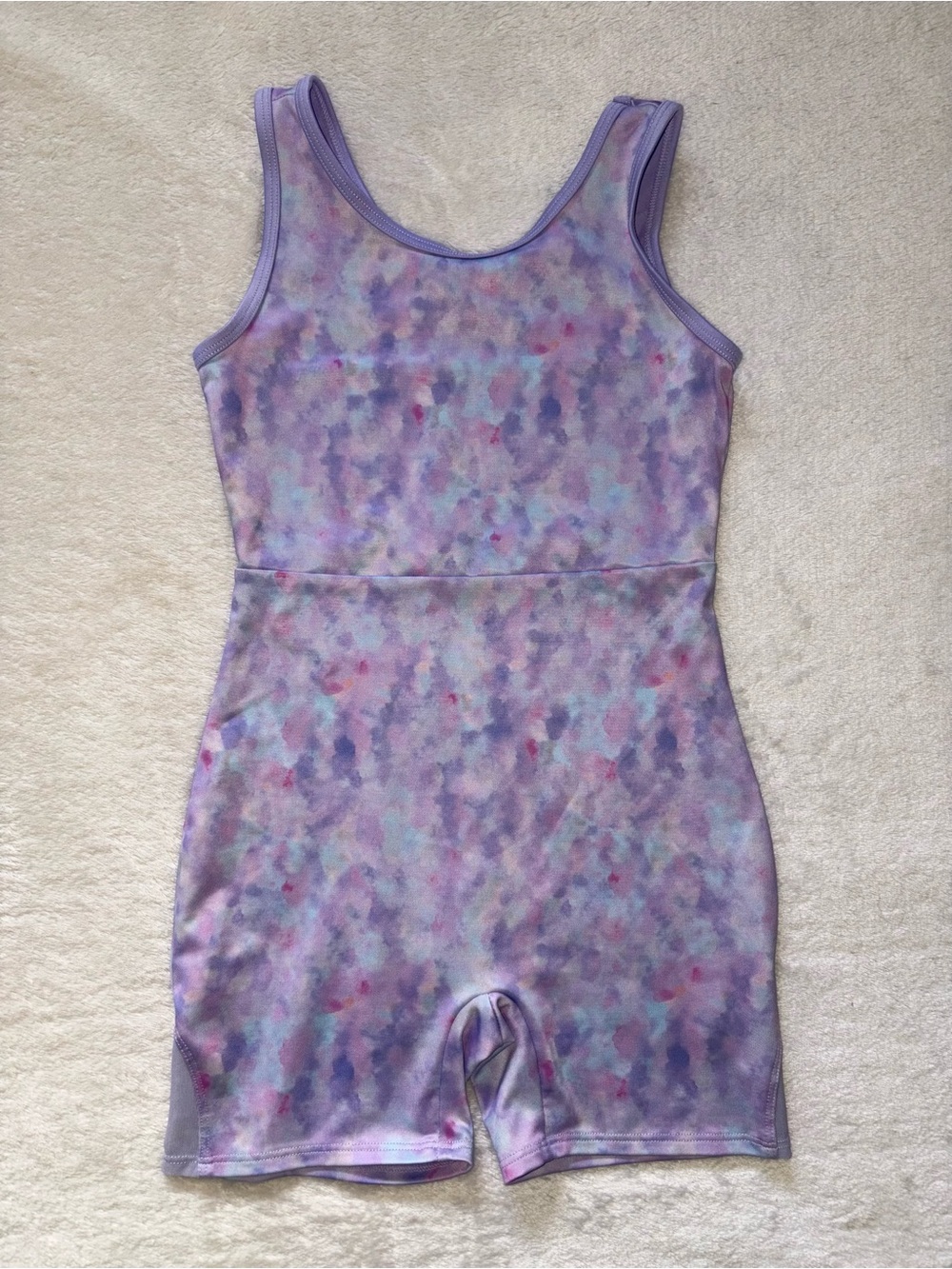 Gymnastics Leotard One-Piece Shorts Purple Watercolor size Medium